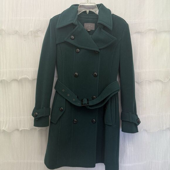 Cole Haan Women’s Wool Cashmere Blend Double Breasted Pea Coat Size 6 Dark Green - Picture 4 of 9